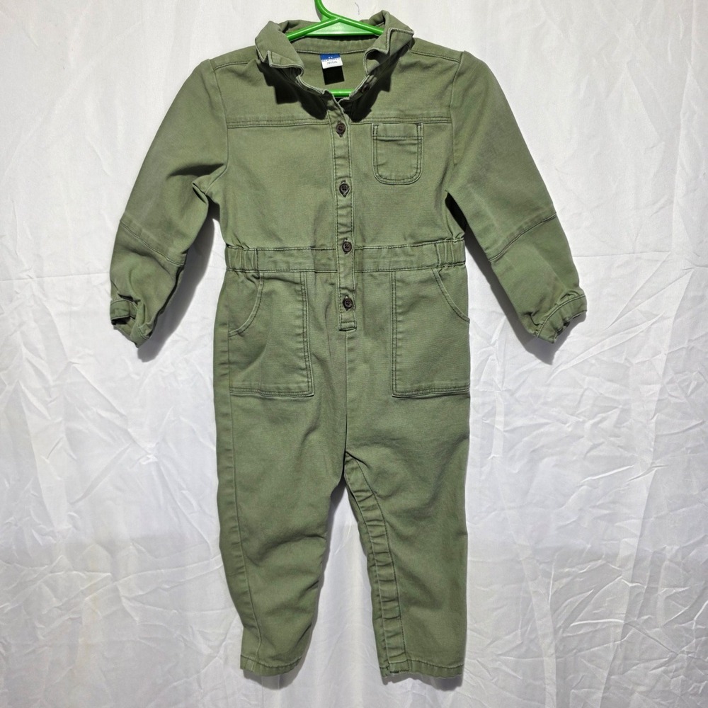 Old Navy Toddler Utility Coverall Olive Green Long Sleeve Jumpsuit 2T